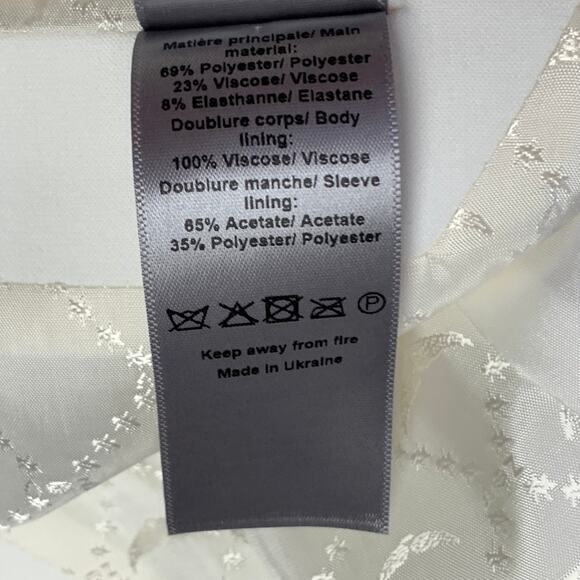 M Off White Polyester Blend Rhinestone Studded Peak Lapel Pantsuit - Picture 9 of 13